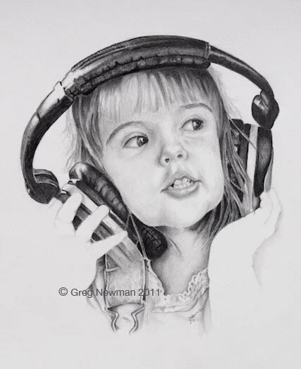 Child with headphones portrait